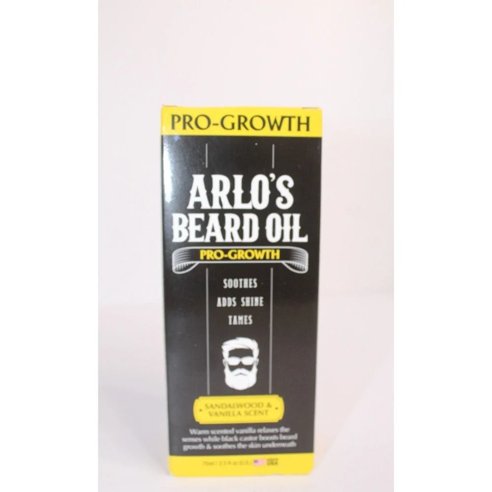 Arlo's Beard Oil Pro-Growth Sandalwood & Vanilla Scent & Castor Oil 2.5 floz NEW